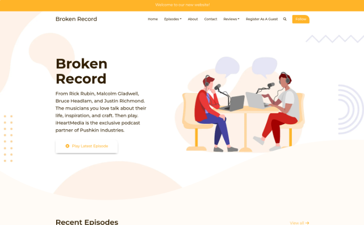 Podcasters Podcast website template