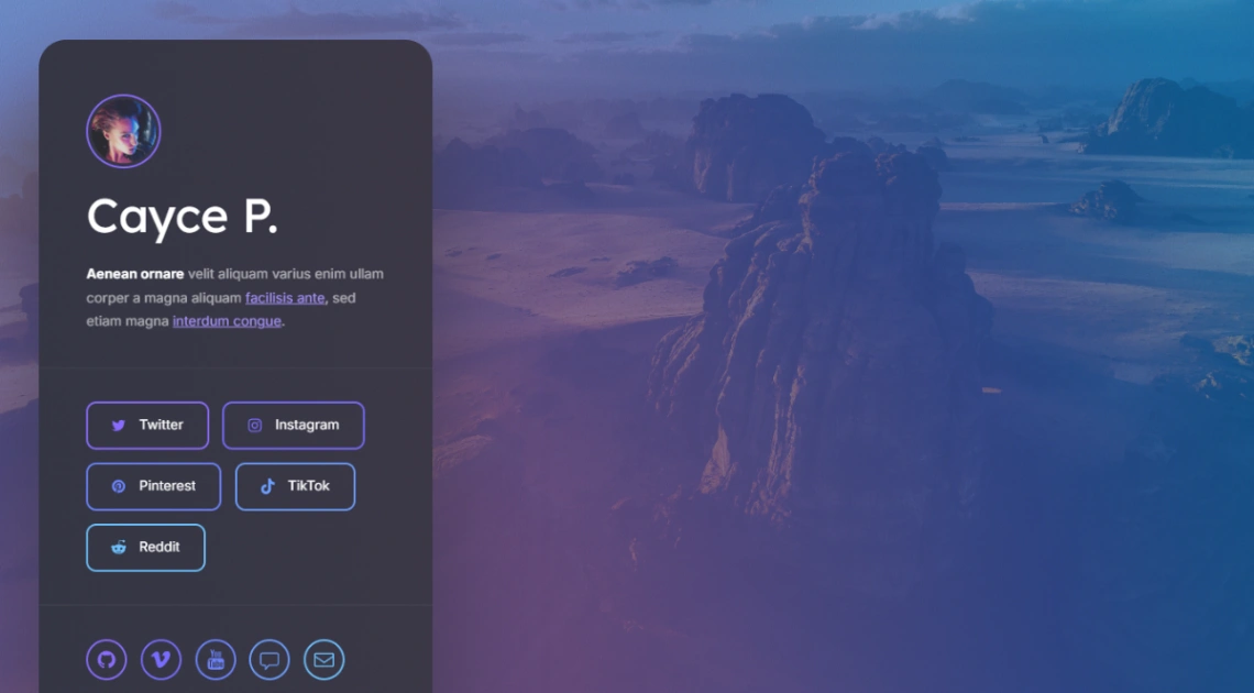 Social Page Link website template