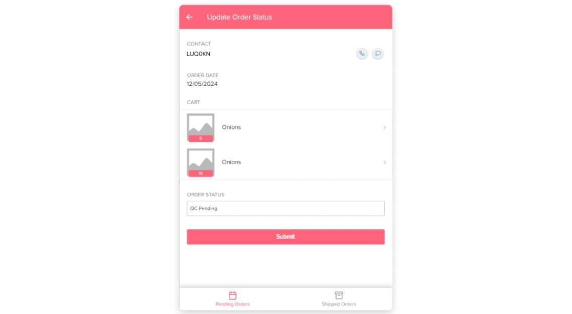 Vendor Order Management mobile app design template