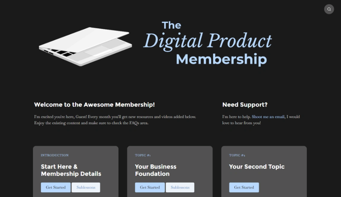Dark Mode Membership website template