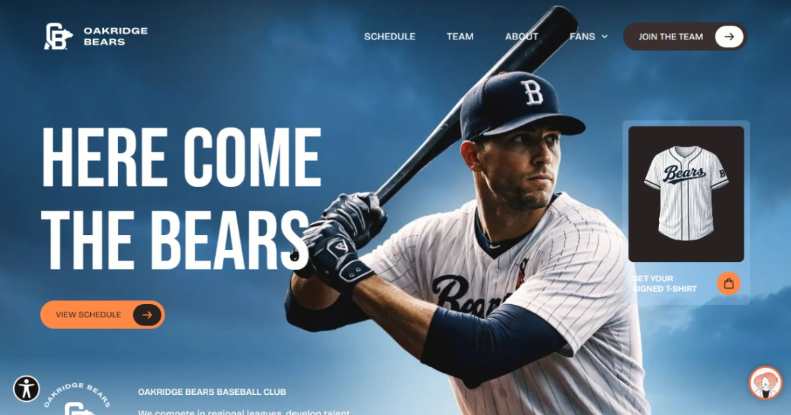 Baseball Team website template