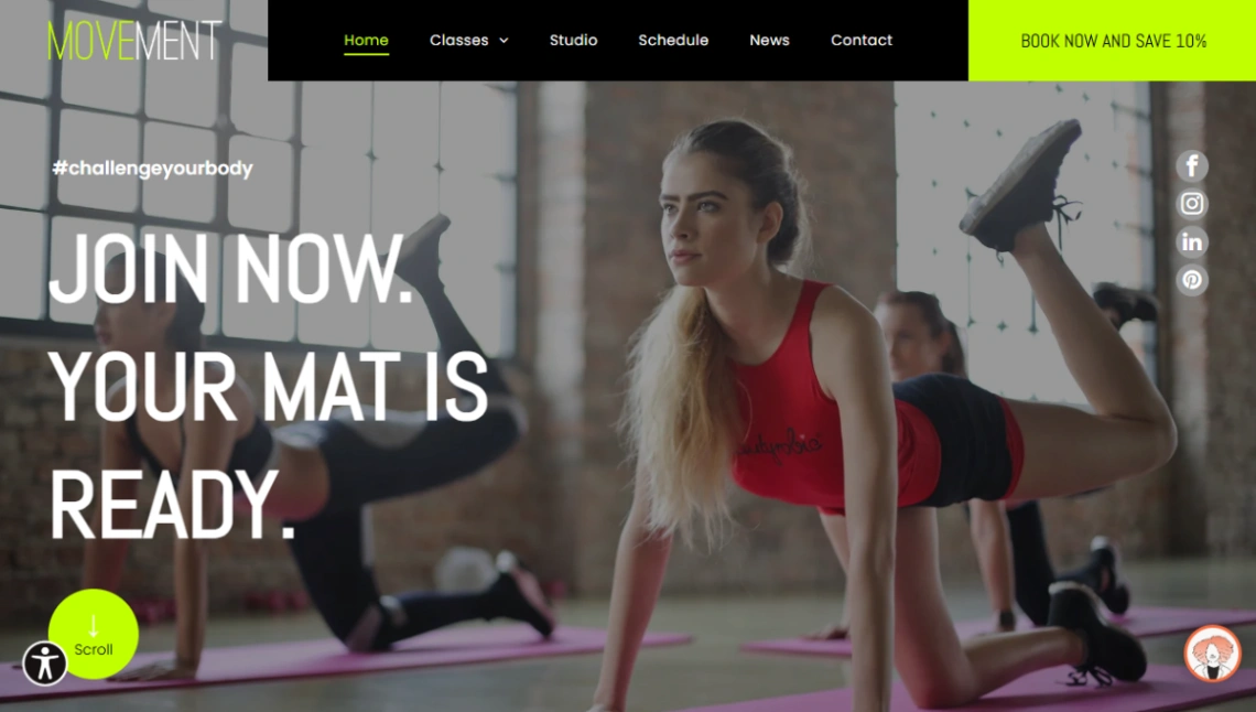 Fitness Studio Classes website template