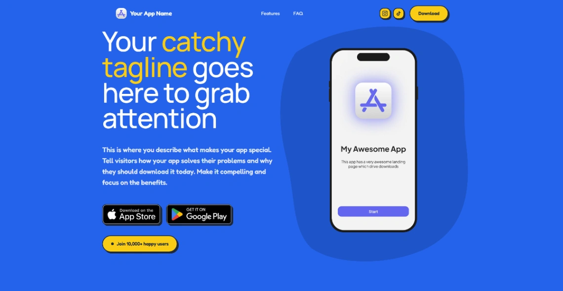 Mobile App Launch Page website template