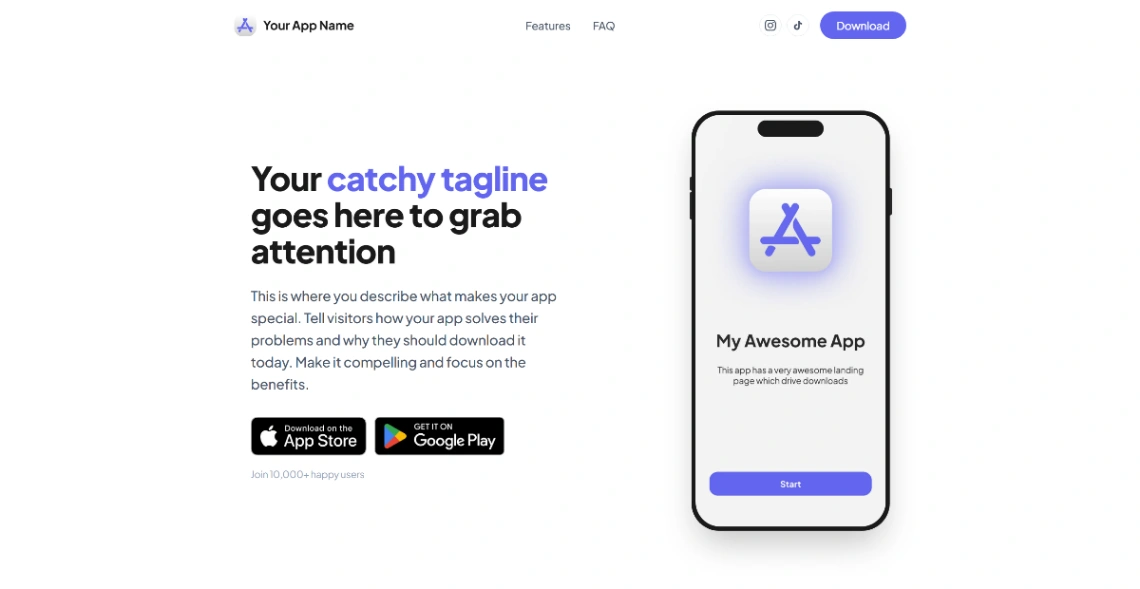 App Landing Page website template