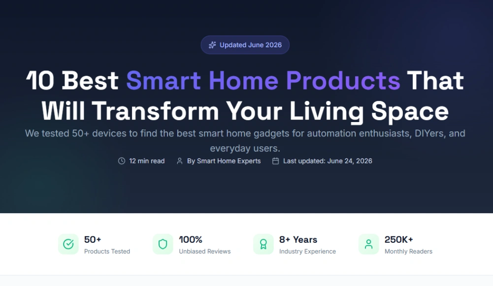 Smart Home Lead Gen website template