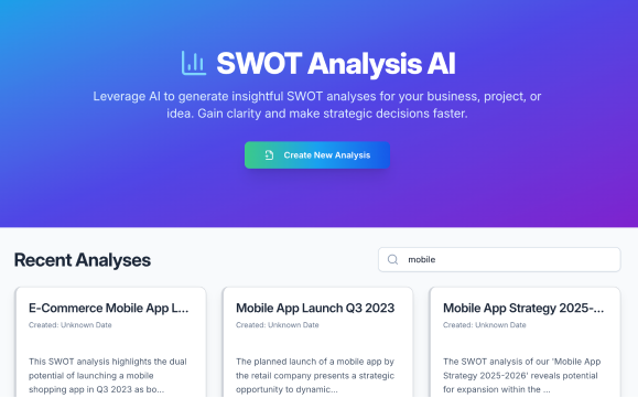 SWOT Analysis AI web application template