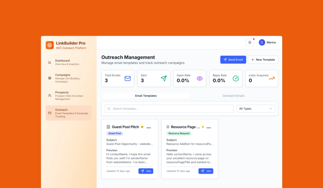 SEO Link Builder web application template