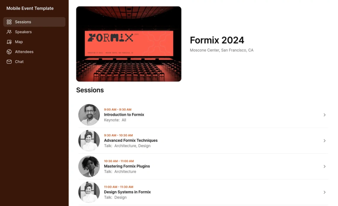 Event Conference mobile app design template