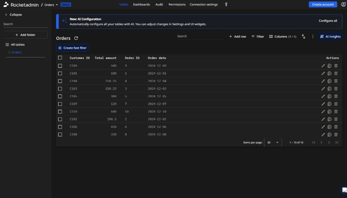 Order Management Admin web application template
