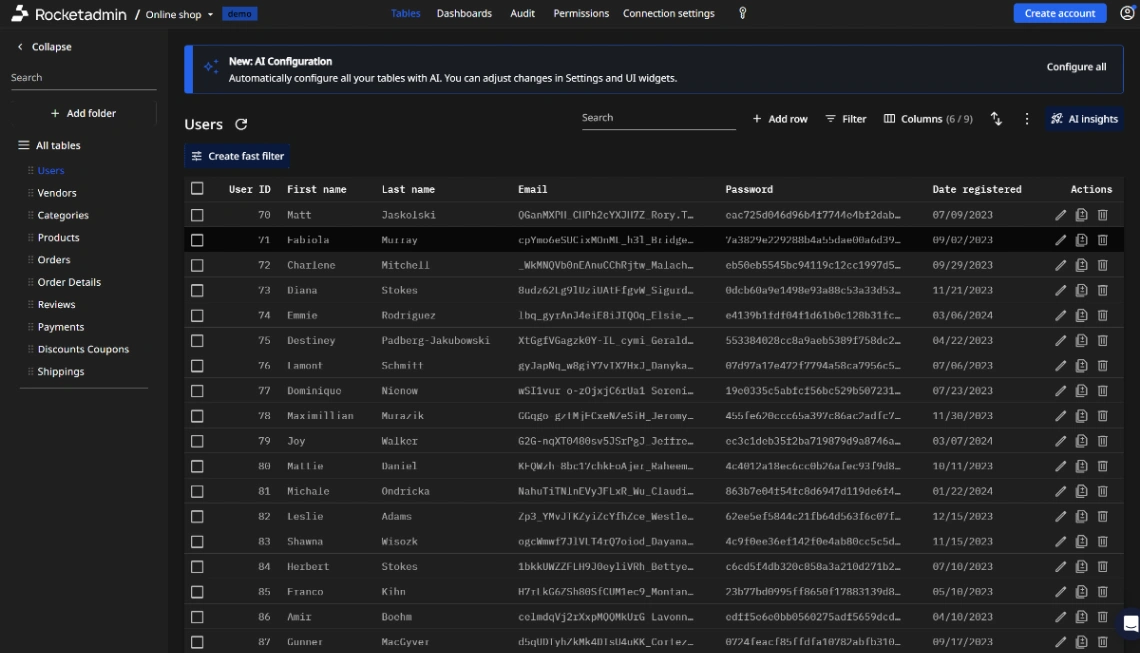 Customer Database Admin web application template
