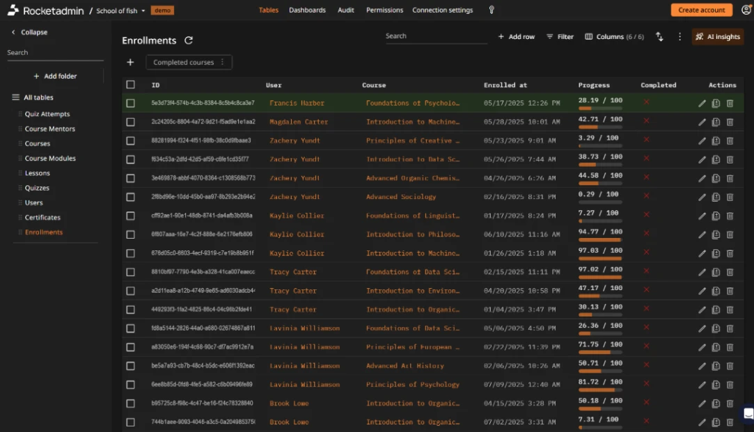 Course Enrollment Admin web application template