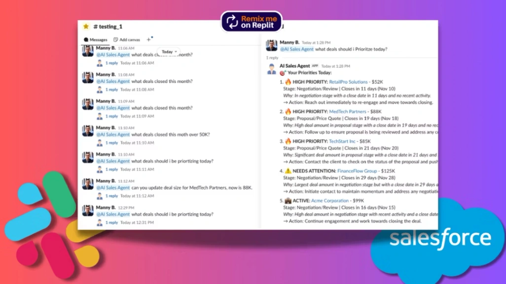 AI Sales Assistant Slack web application template