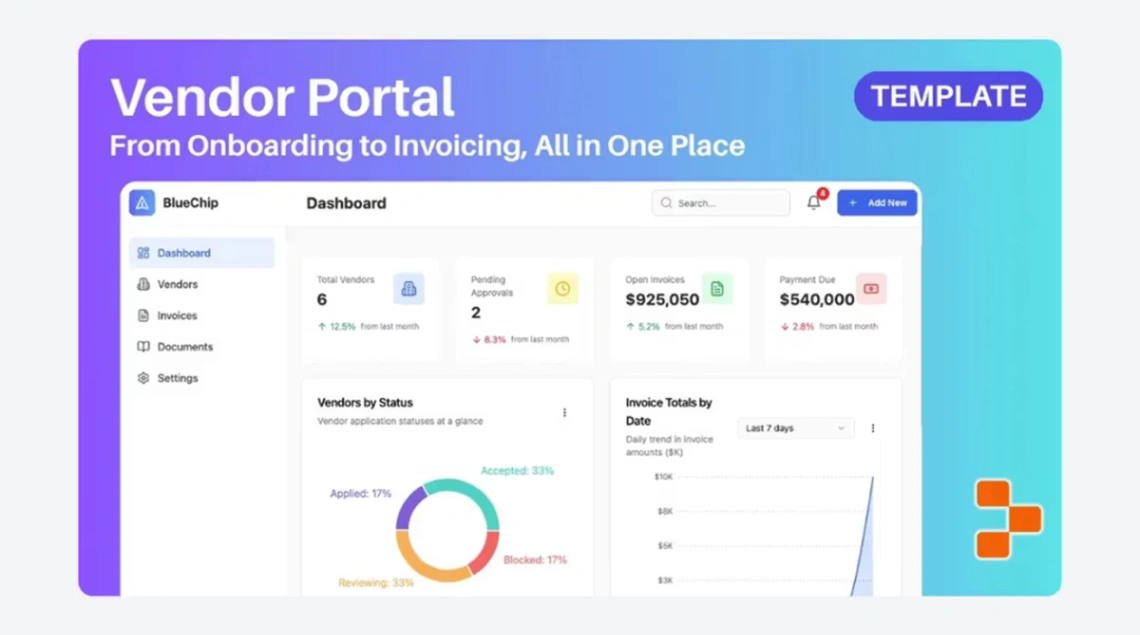 Vendor Management web application template