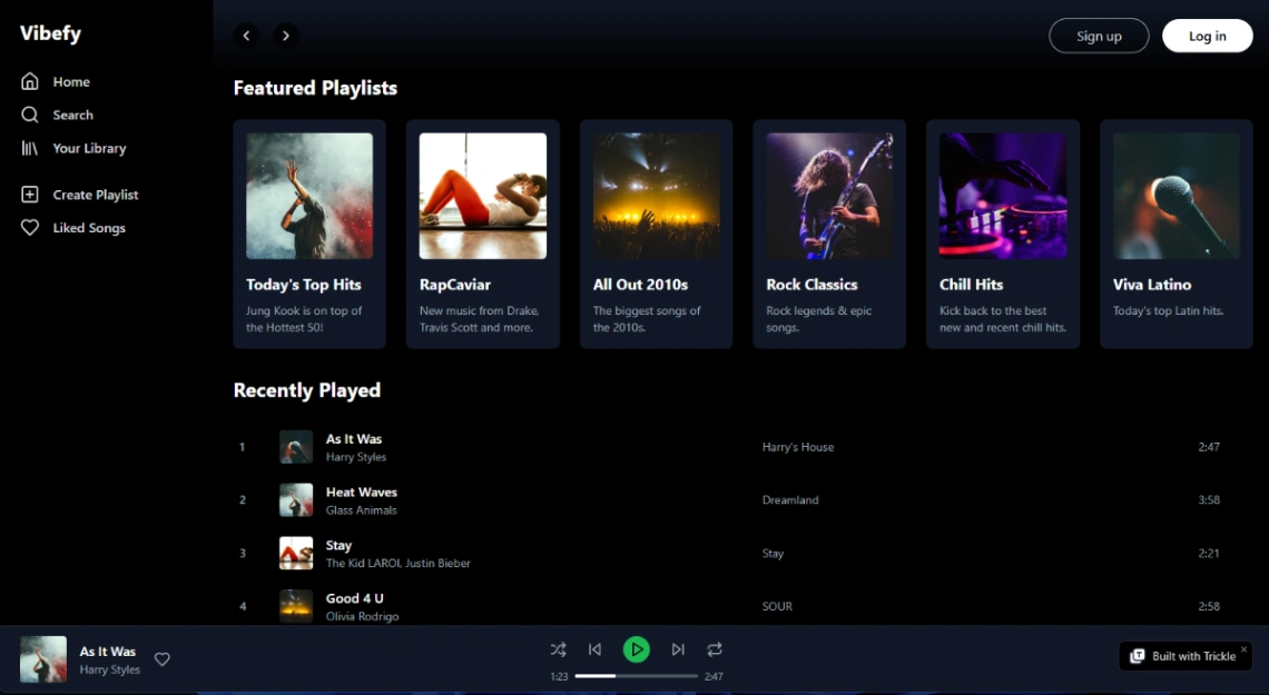 Music Streaming Platform web application template