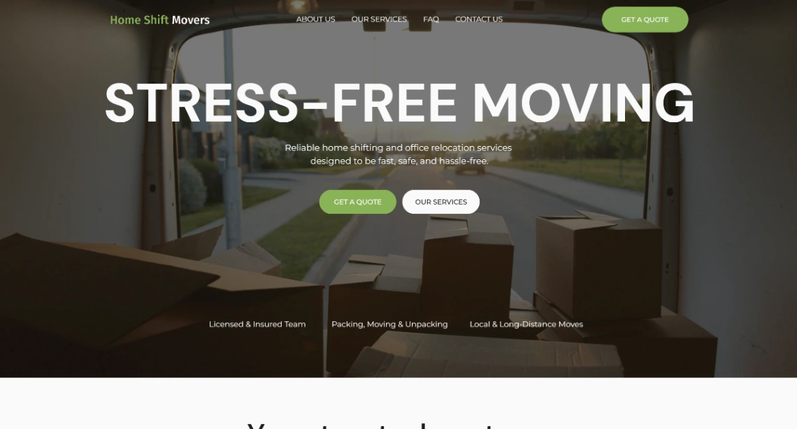 Moving Services website template