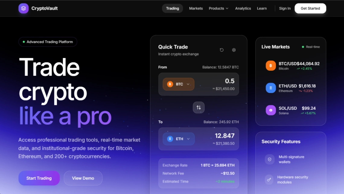Crypto Exchange Landing website template