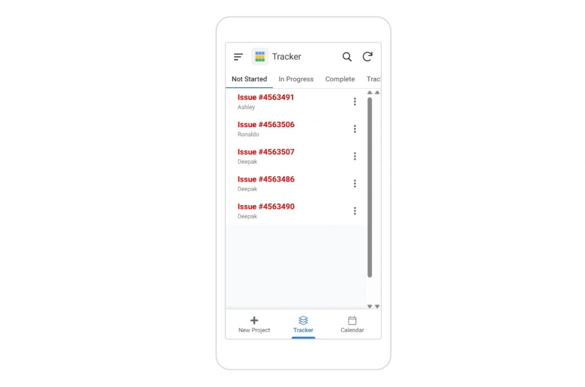 Project Tracker mobile app design template