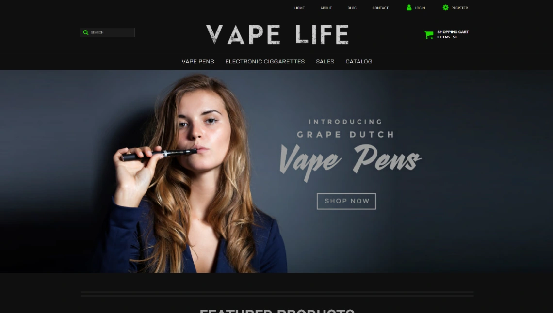 Vape Shop Online Store website template