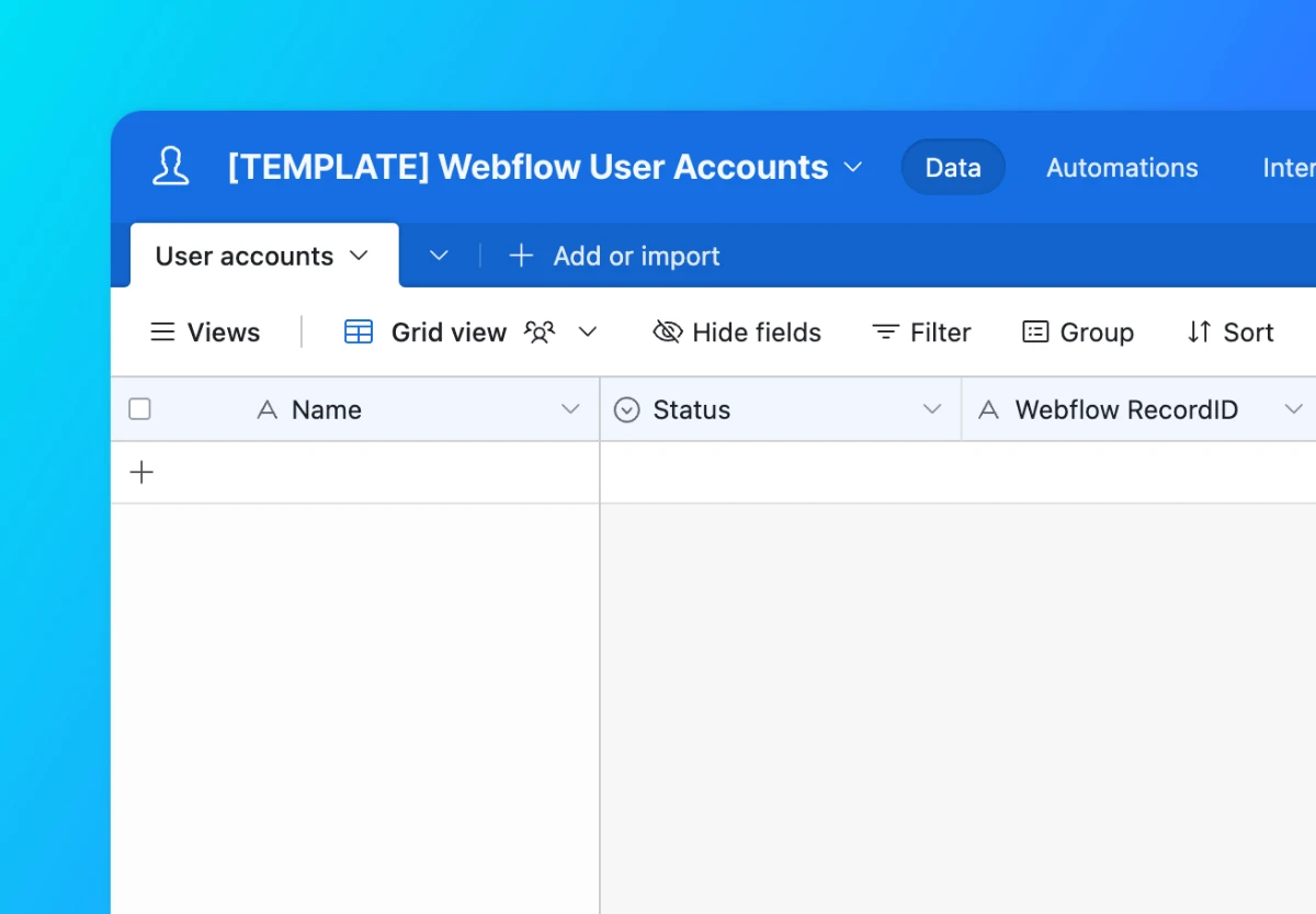 Webflow Users Management web application template