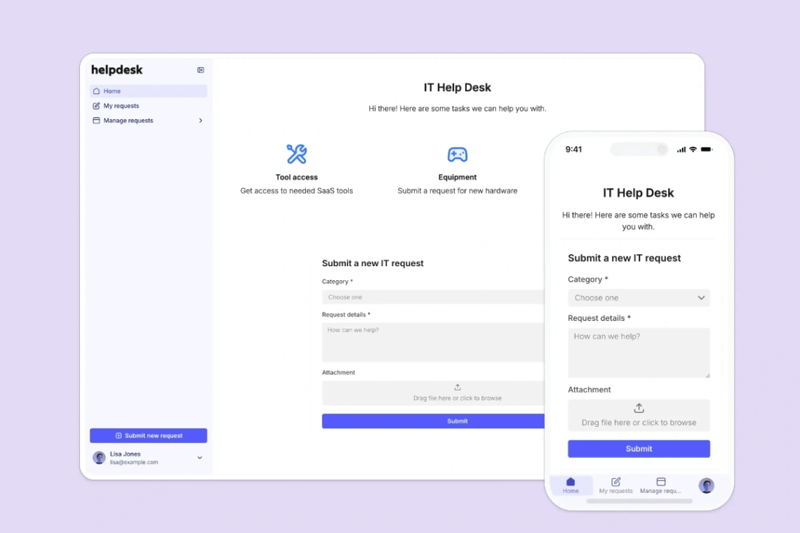 Internal Help Desk System web application template