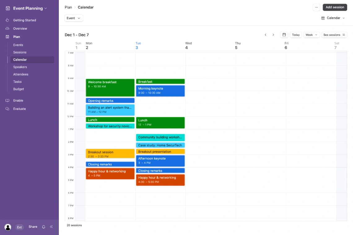 Event Planning web application template