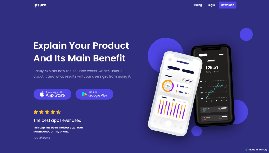 Mobile App Startup website template