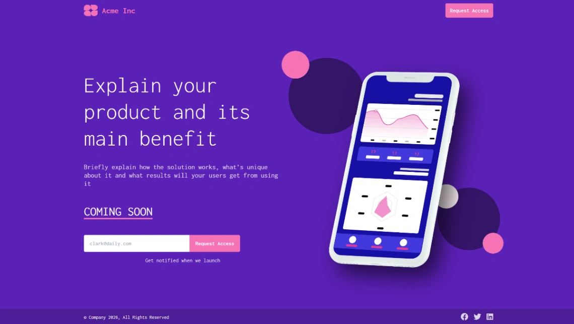 App Coming Soon website template