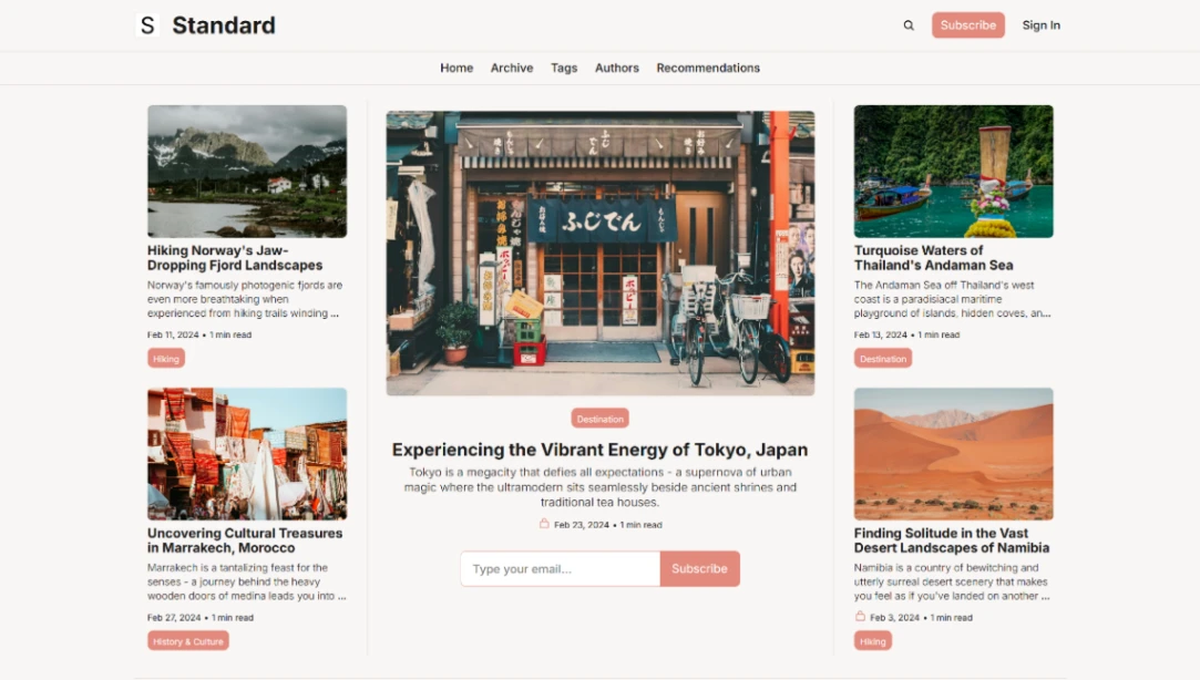 Standard Editorial website template
