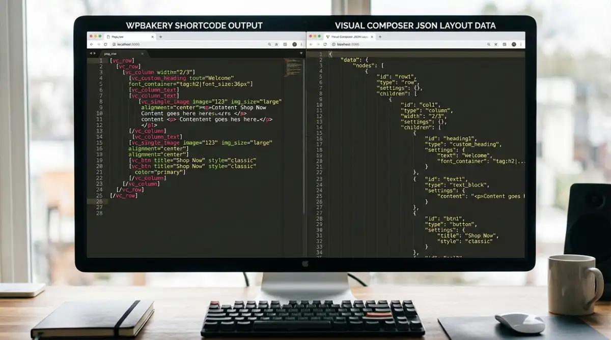 WPBakery shortcode markup compared with Visual Composer JSON layout data