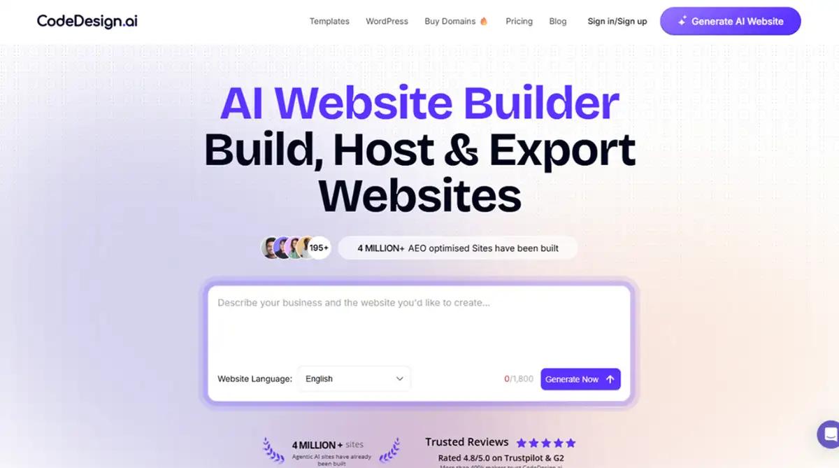 Codedesign no code website builder 2026
