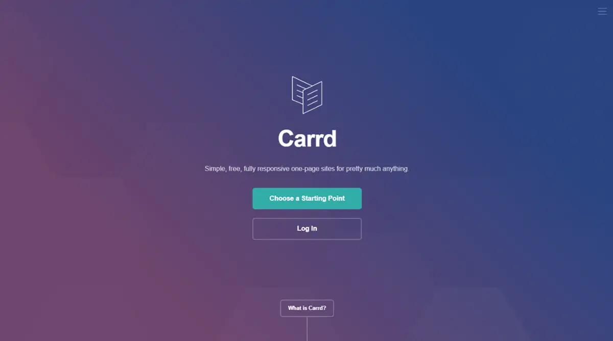 Carrd no code website builder homepage 2026