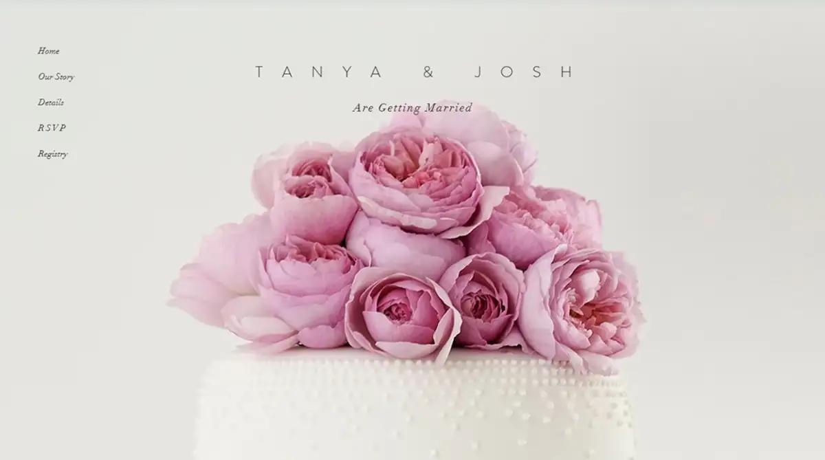 Wix romantic blush garden wedding website template