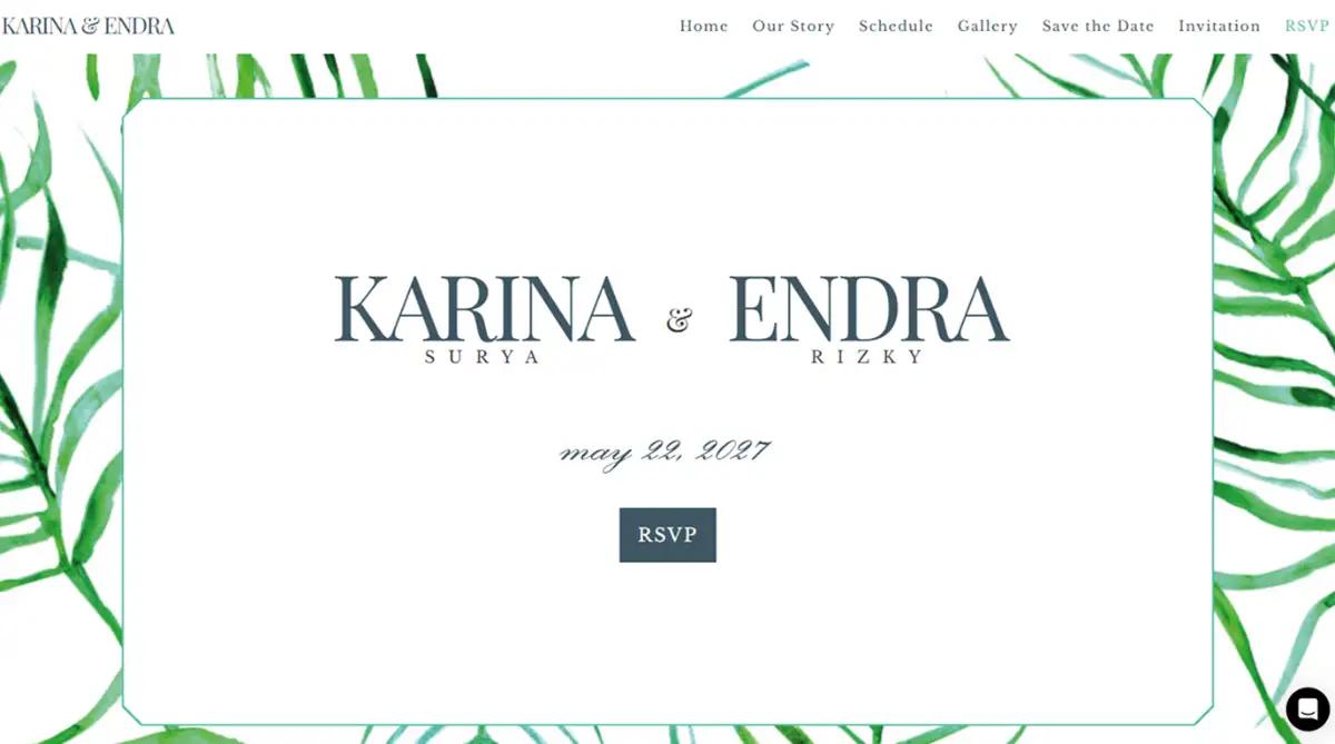 Wedsites tropical destination wedding website template