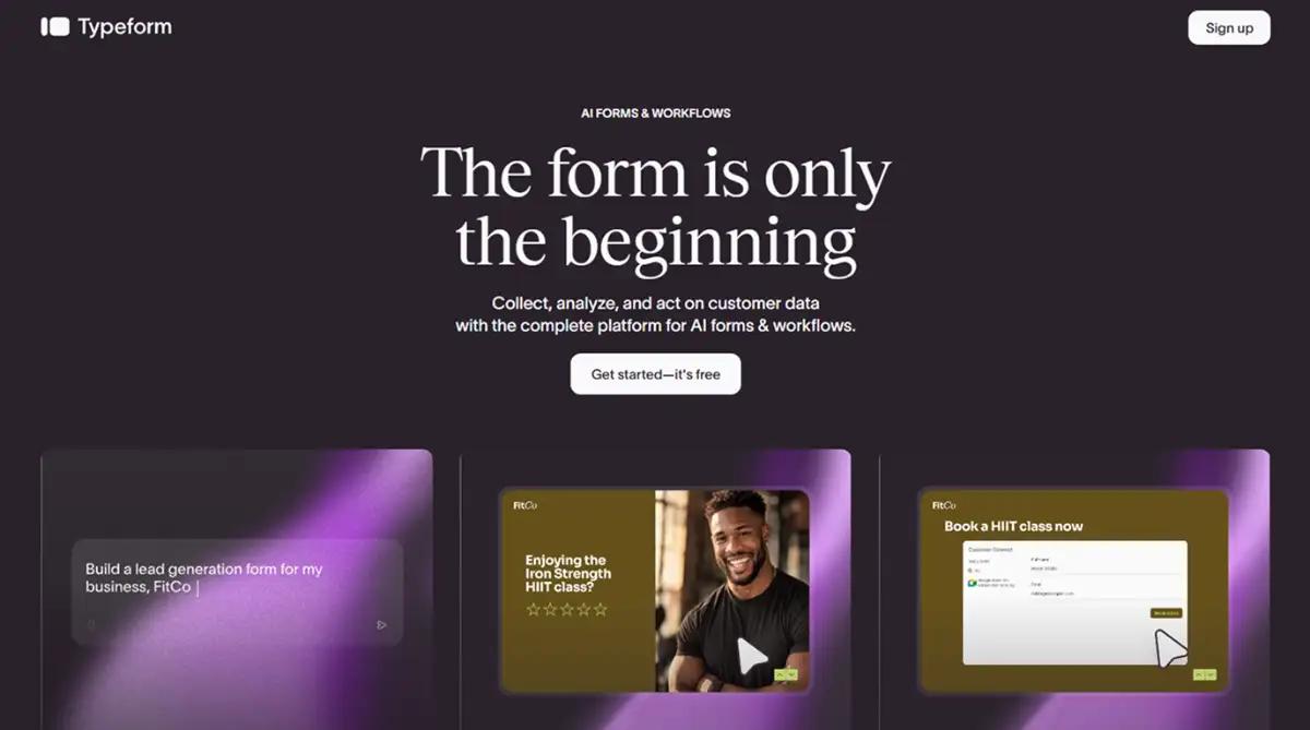 Typeform home page screenshot