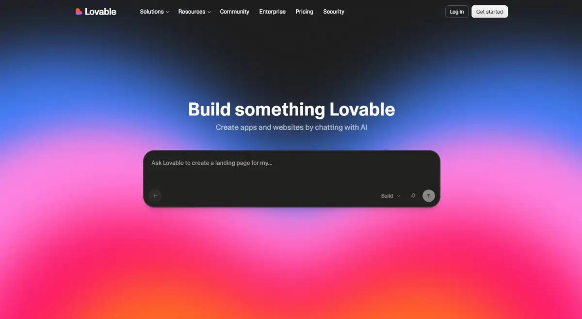 Lovable no code AI app builder homepage hero section