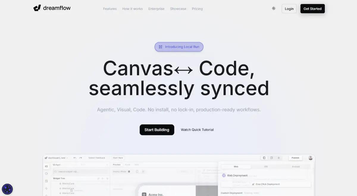 Dreamflow agentic AI mobile app builder hero section