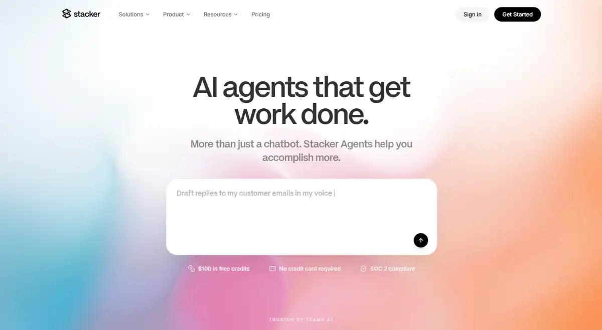 Stacker AI-native internal tools builder hero section