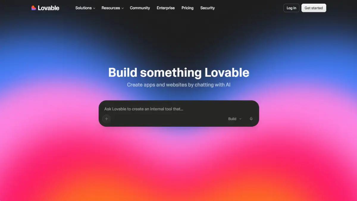 Lovable homepage showing its chat-based AI app and website builder