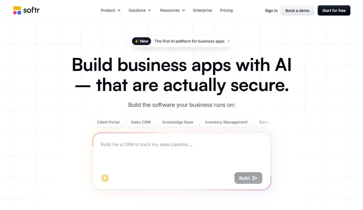 Softr homepage showing client portal building blocks