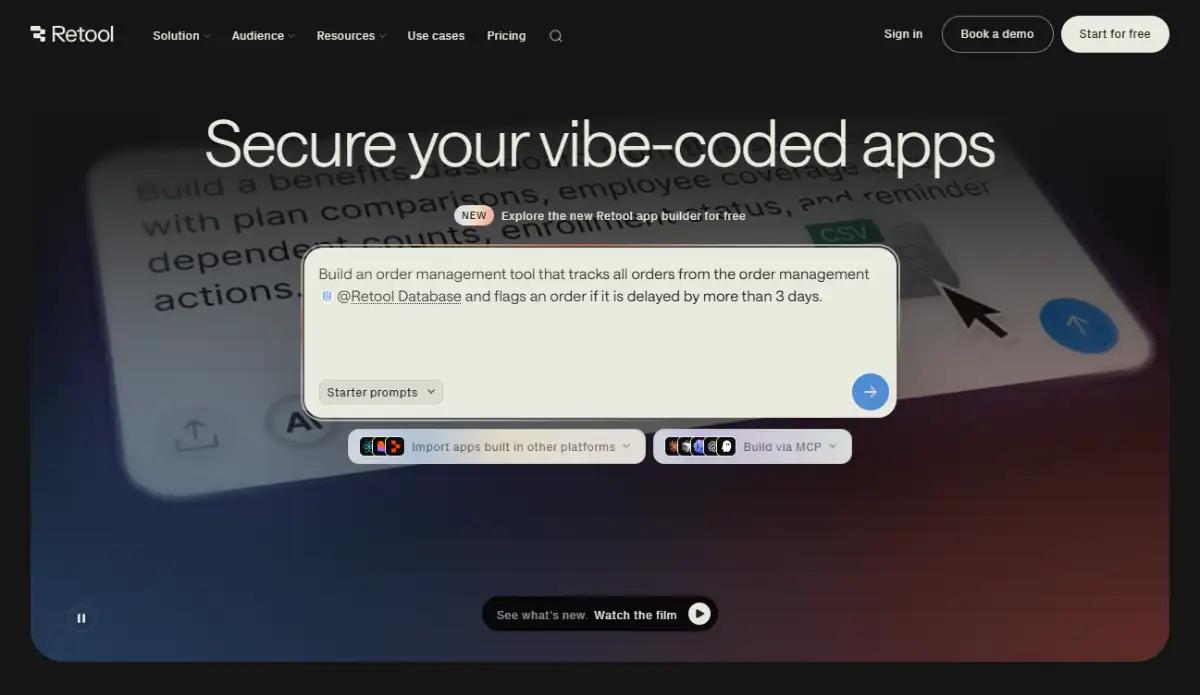 Retool homepage showing internal admin panel components