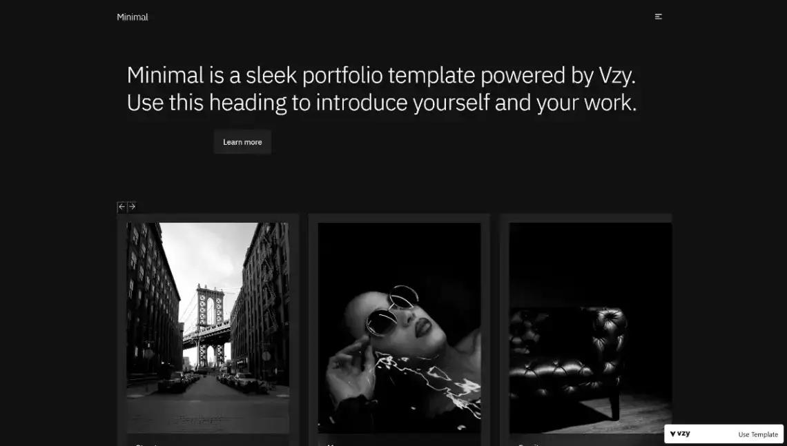Minimalist Portfolio no code website template