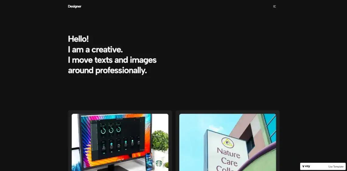 Designer Portfolio no code website template