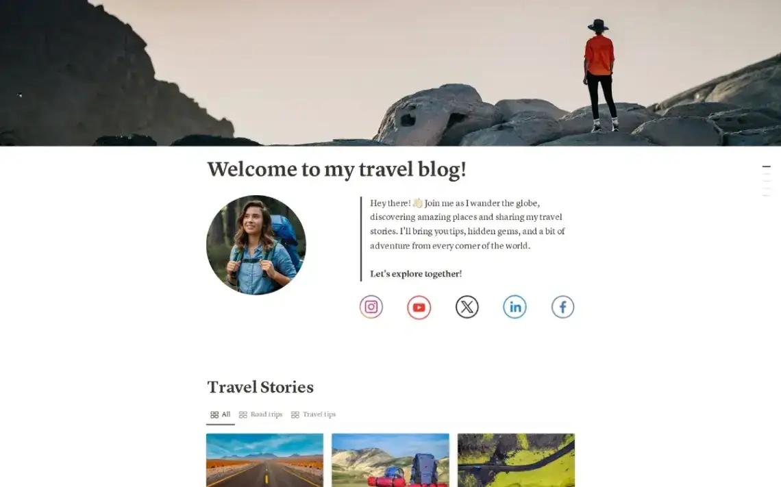 Travel Stories Blog no code website template