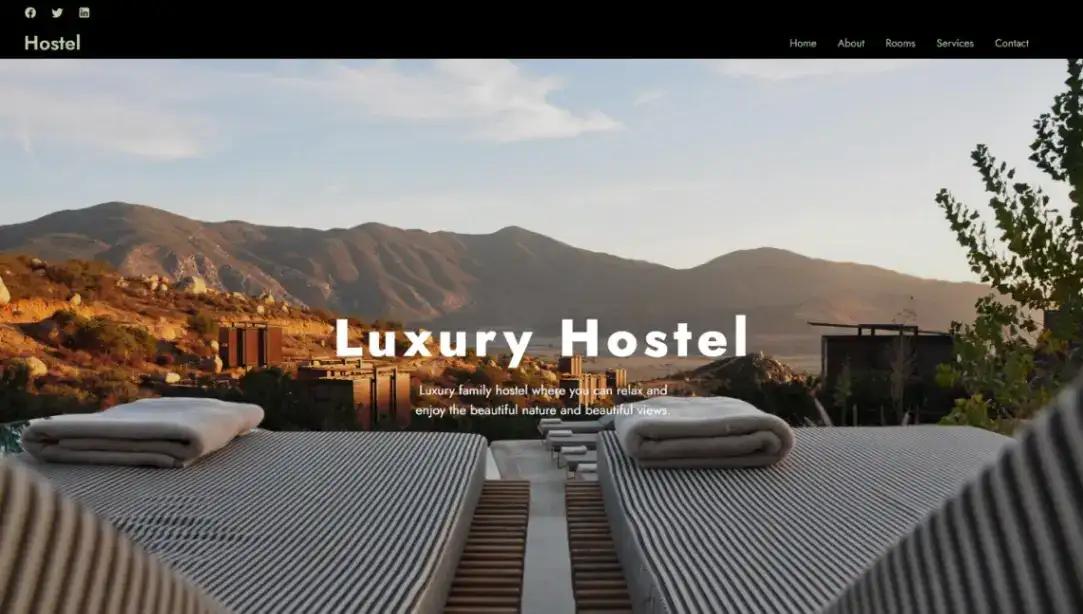 Luxury Hostel no code website template