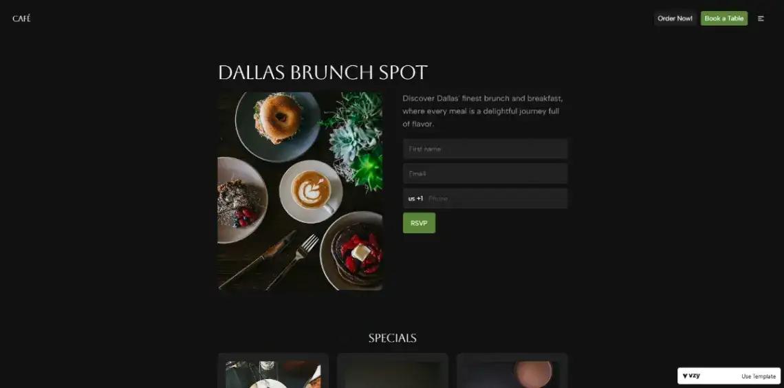 Brunch Restaurant no code website template