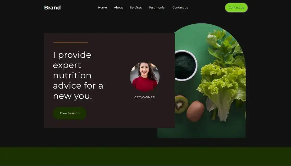 Personal Nutritionists no code website template