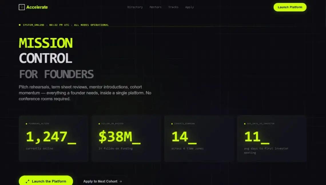 Startup Accelerator no code website template