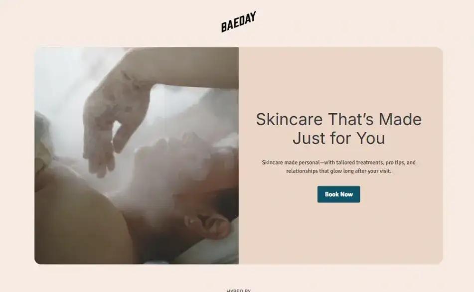 Skincare Booking Funnel home page screenshot
