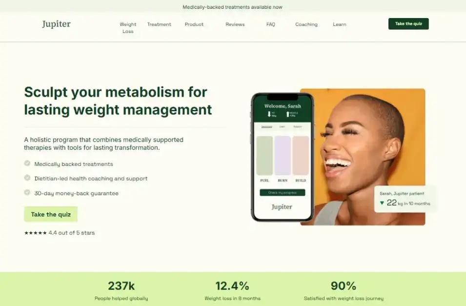 Health Program landing page for lead generation home page screenshot