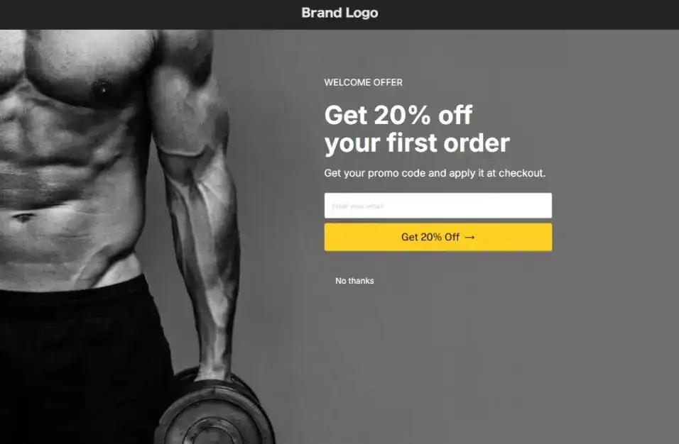 Fitness Welcome Offer home page screenshot